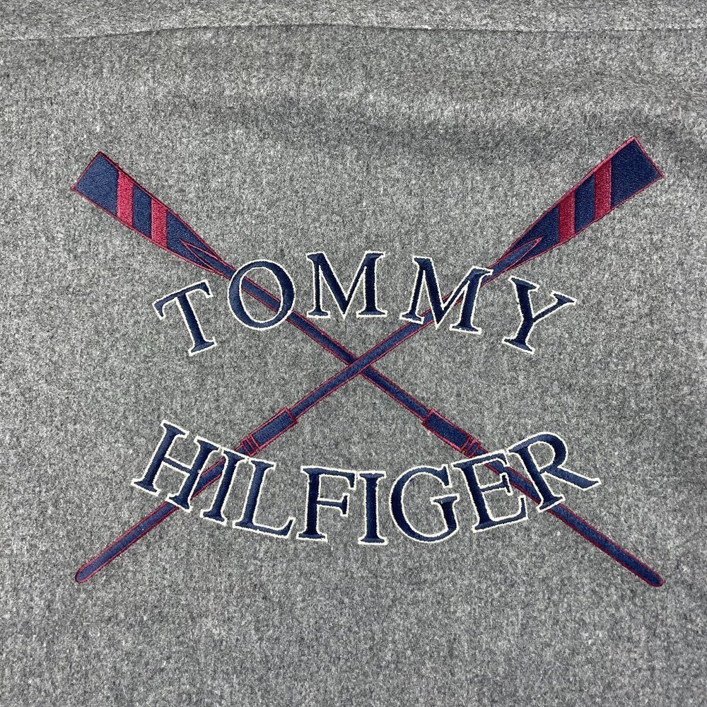 Vintage Tommy Hilfiger Nautical Racing Oars Wool Blend Button Down Men's Large - Picture 1 of 7